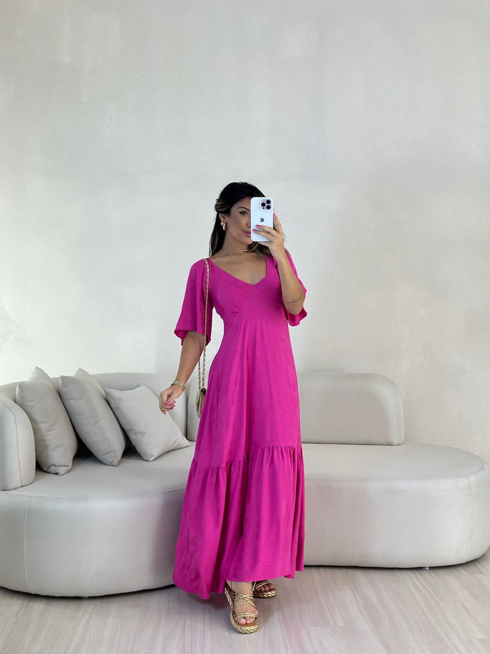 VESTIDO LAUANA MANGA PINK