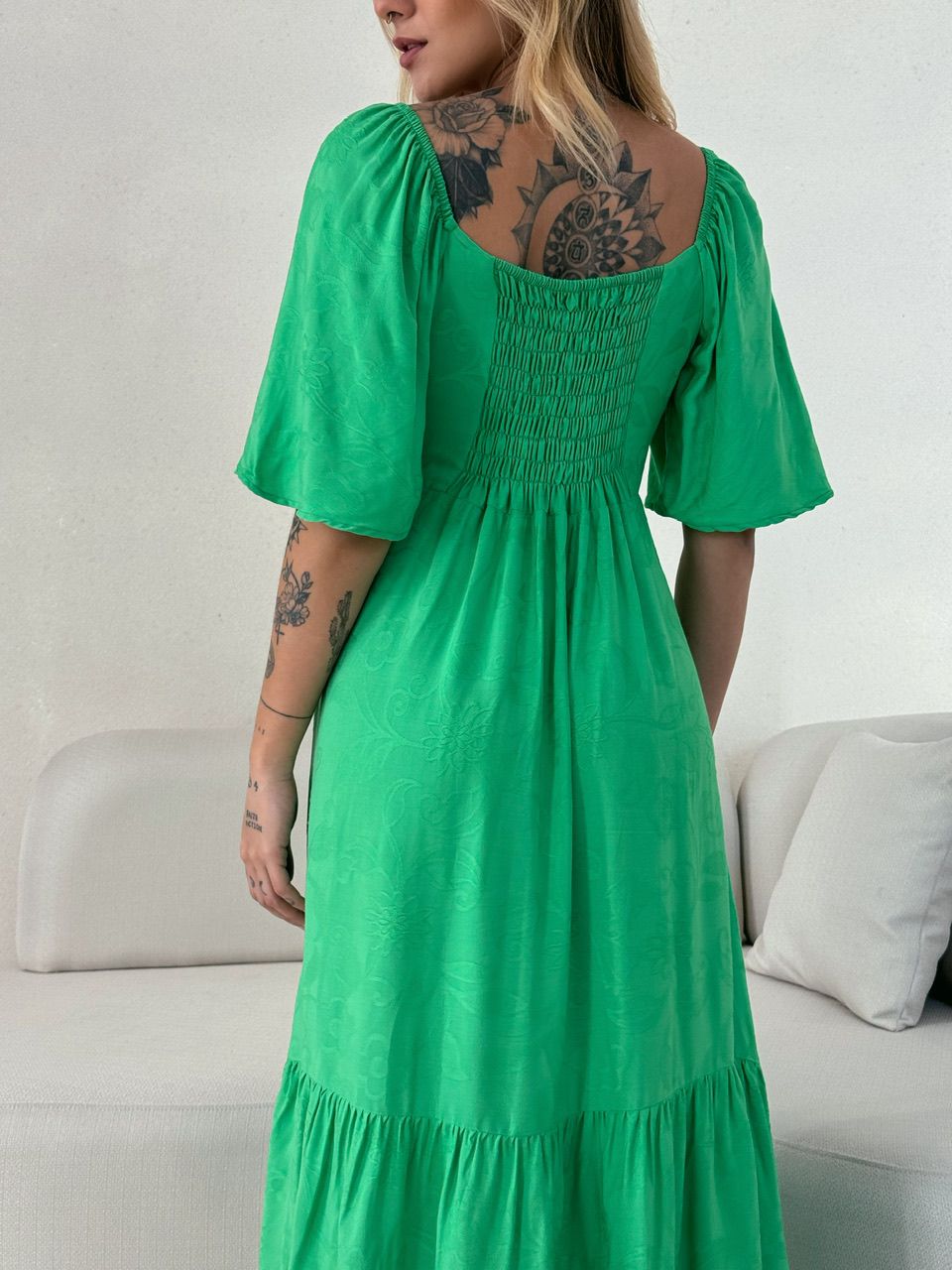 VESTIDO LAUANA MANGA VERDE