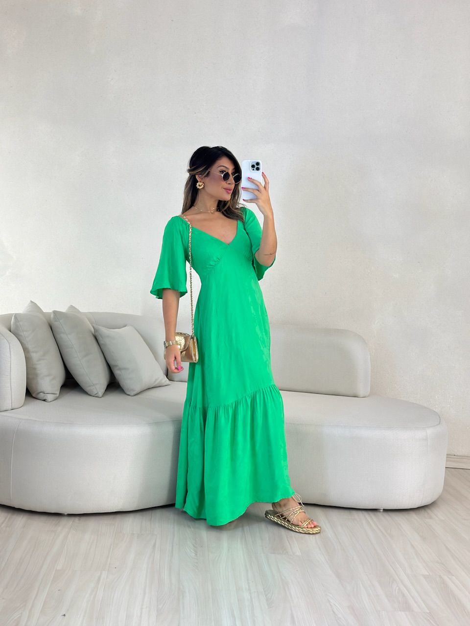 VESTIDO LAUANA MANGA VERDE