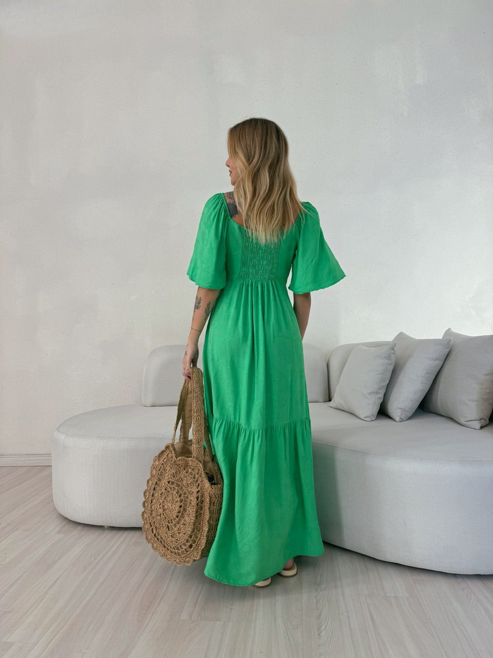 VESTIDO LAUANA MANGA VERDE