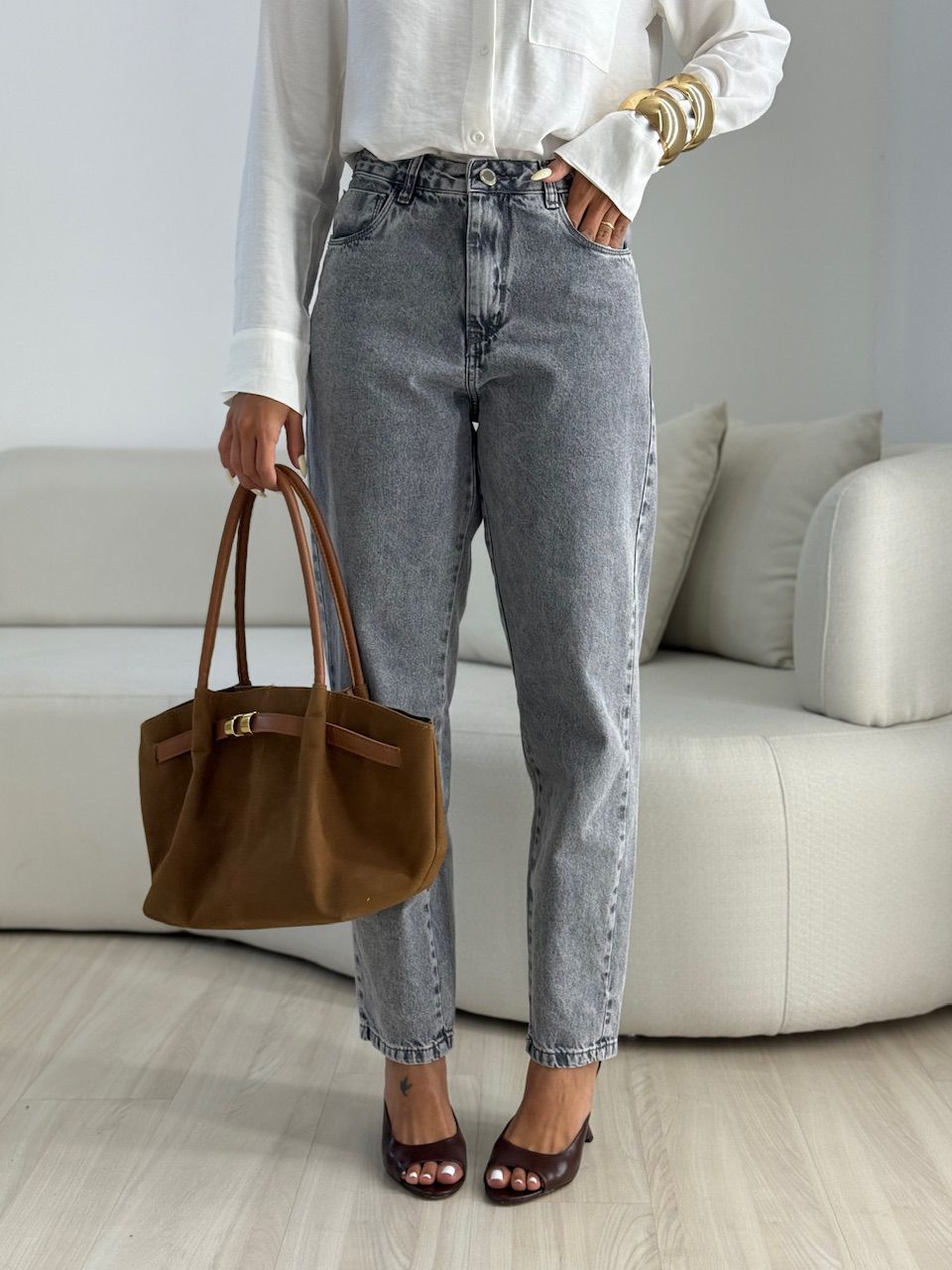 CALÇA RENATA JEANS CINZA