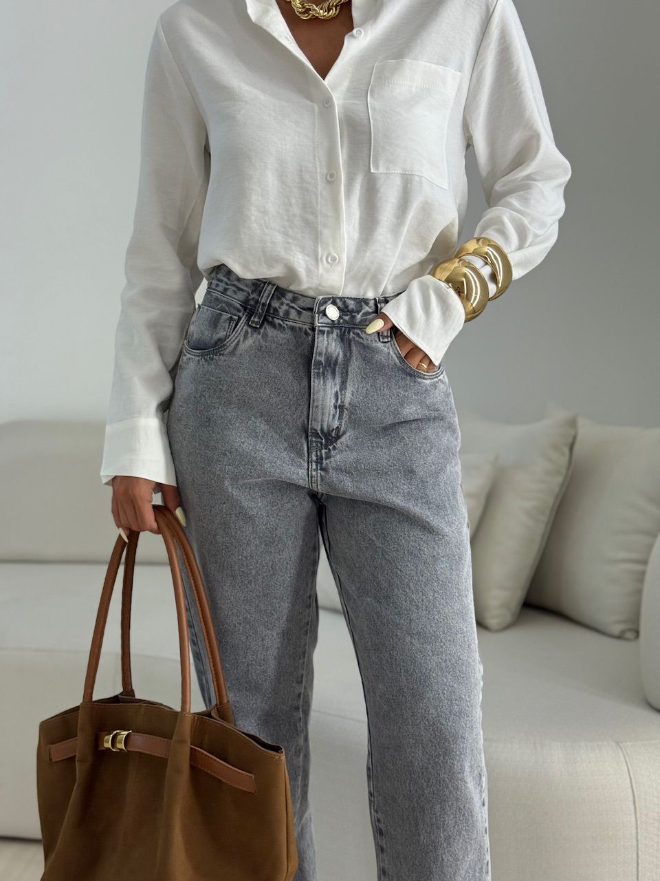 CALÇA RENATA JEANS CINZA