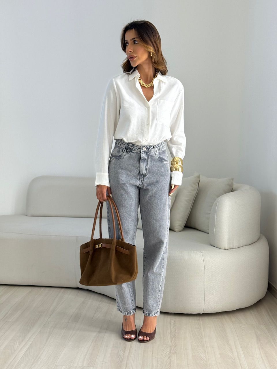 CALÇA RENATA JEANS CINZA