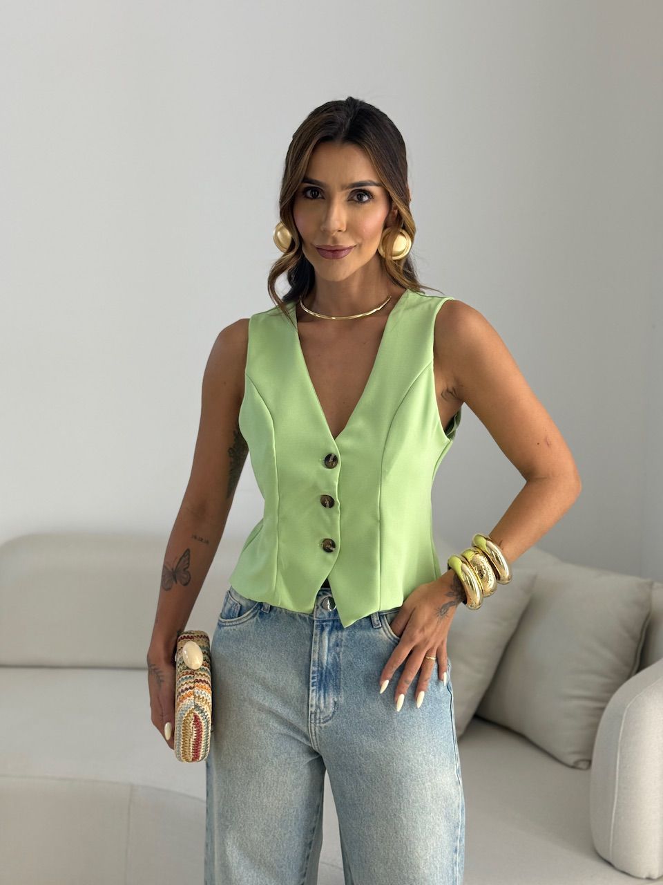COLETE LOREN ALFAIATARIA VERDE CLARO - 0068410012 - CAROLLA FERRARO