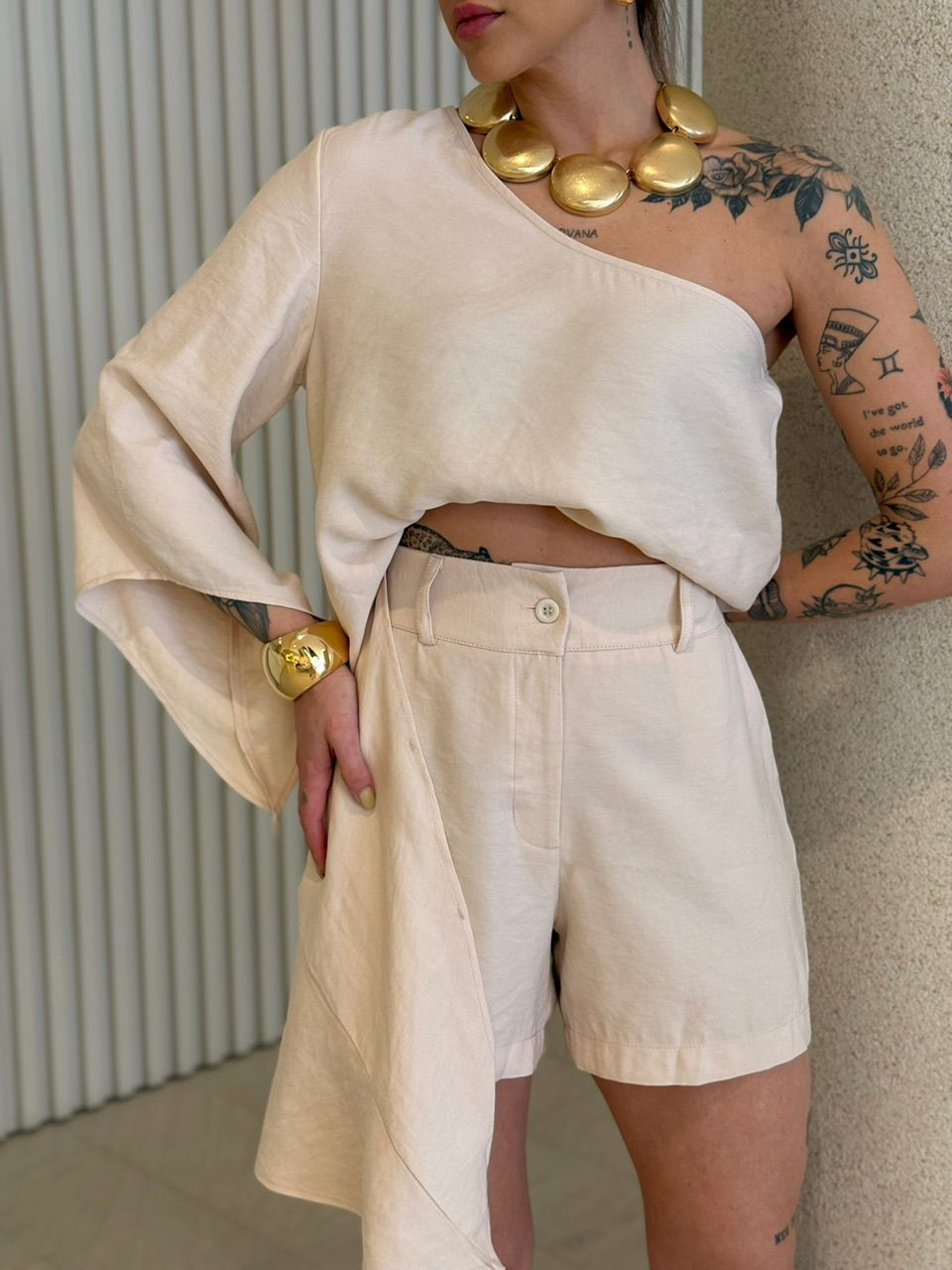 CONJUNTO ATENA NULA MANGA AREIA