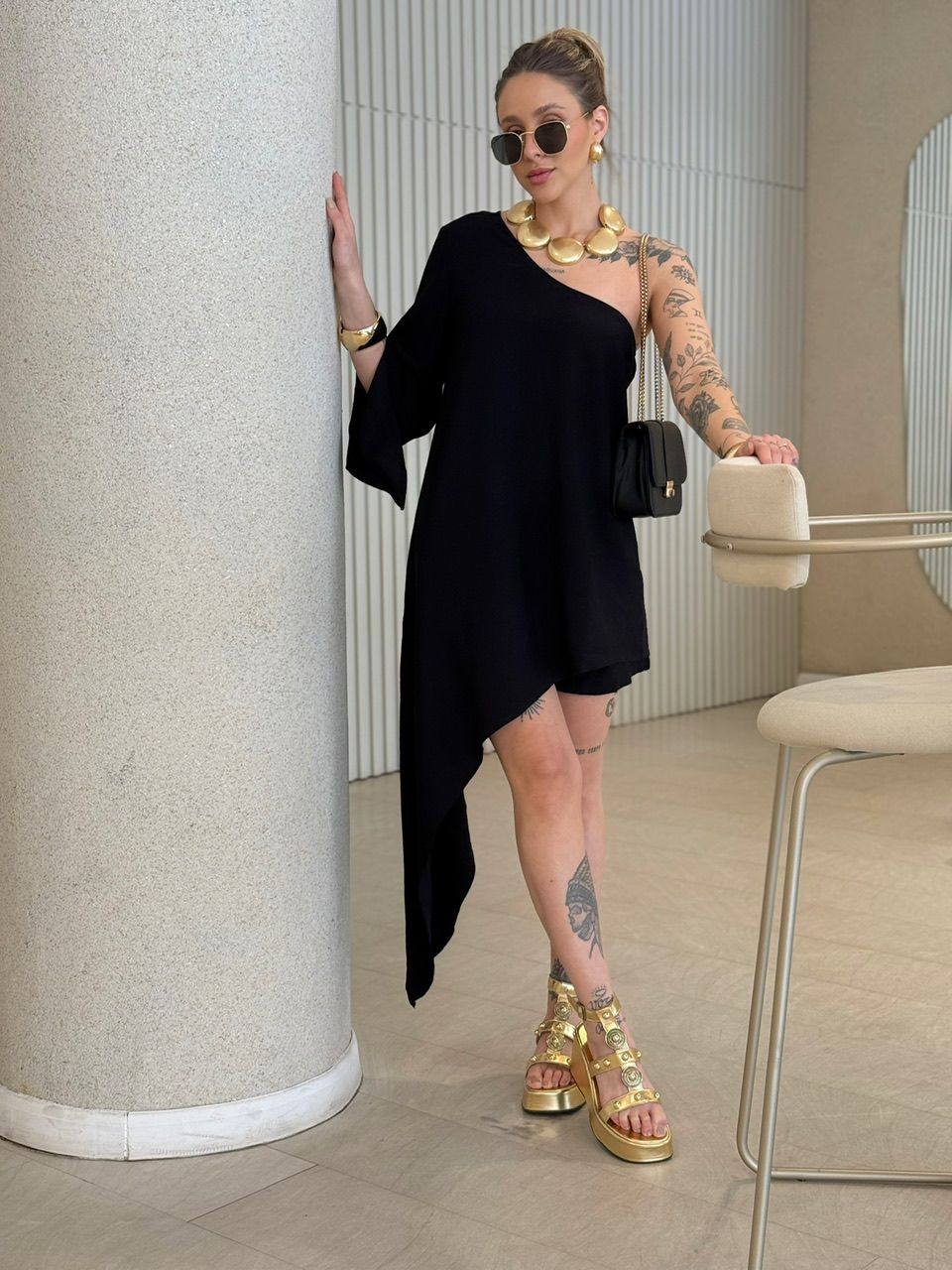 CONJUNTO ATENA NULA MANGA PRETO - 0068470032 - CAROLLA FERRARO