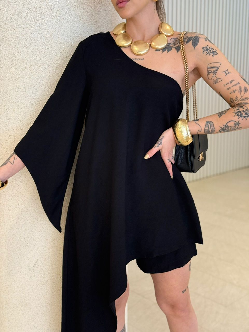 CONJUNTO ATENA NULA MANGA PRETO