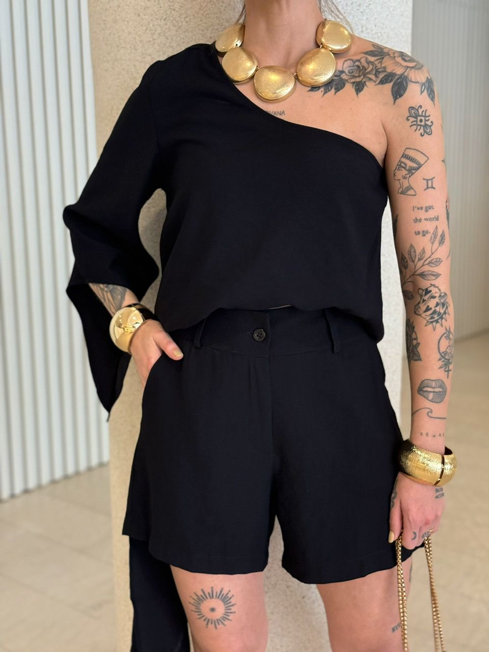 CONJUNTO ATENA NULA MANGA PRETO