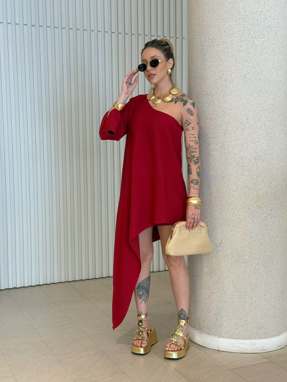 CONJUNTO ATENA NULA MANGA VERMELHO RUBI - 00684704... - CAROLLA FERRARO