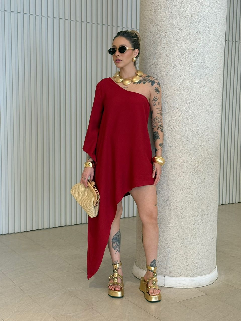 CONJUNTO ATENA NULA MANGA VERMELHO RUBI