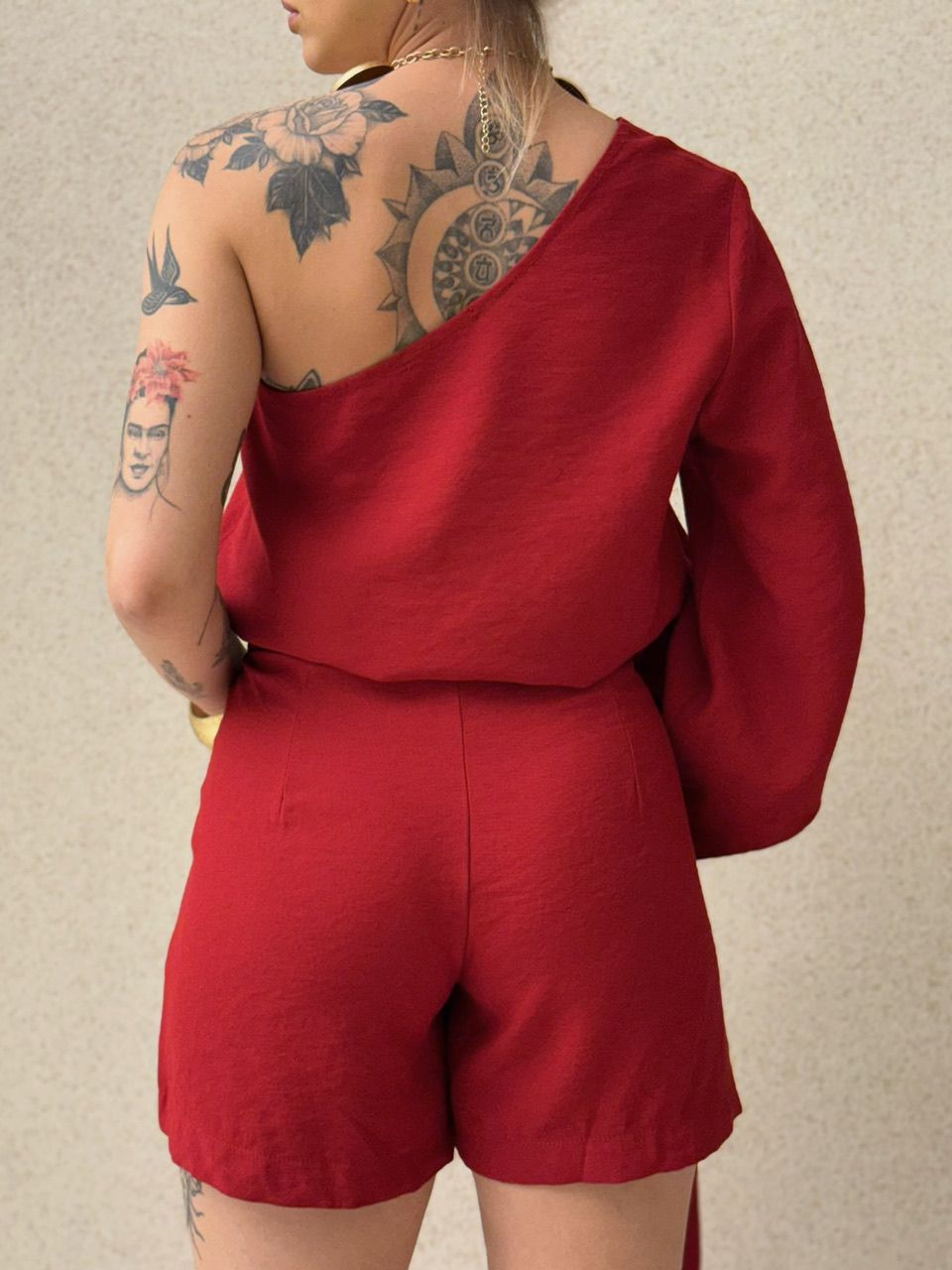 CONJUNTO ATENA NULA MANGA VERMELHO RUBI