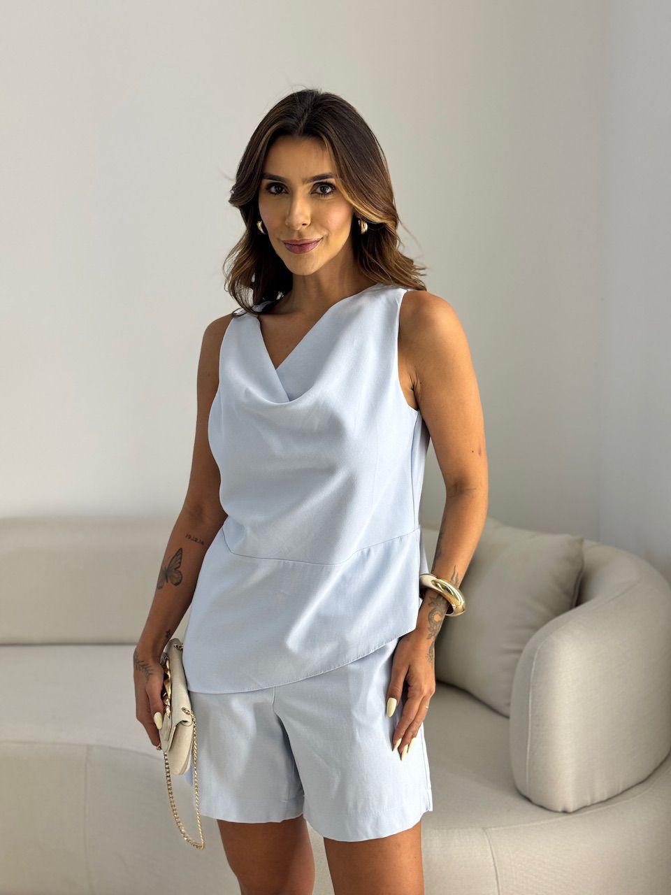 CONJUNTO EMILI SHORT AZUL - 0068420109 - CAROLLA FERRARO
