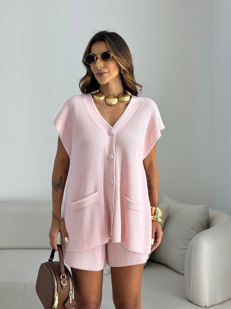 CONJUNTO EUNICE TRICOT BABY PINK