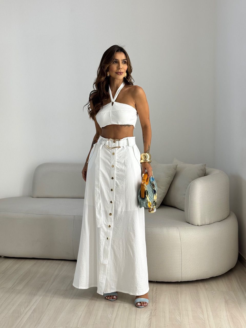 CONJUNTO MAIARA SAIA LONGA OFF - 0068440048 - CAROLLA FERRARO