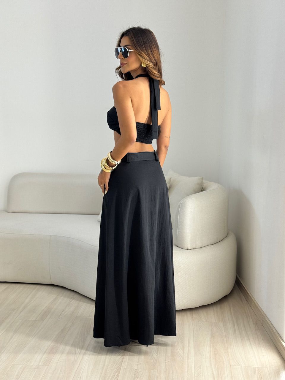 CONJUNTO MAIARA SAIA LONGA PRETO
