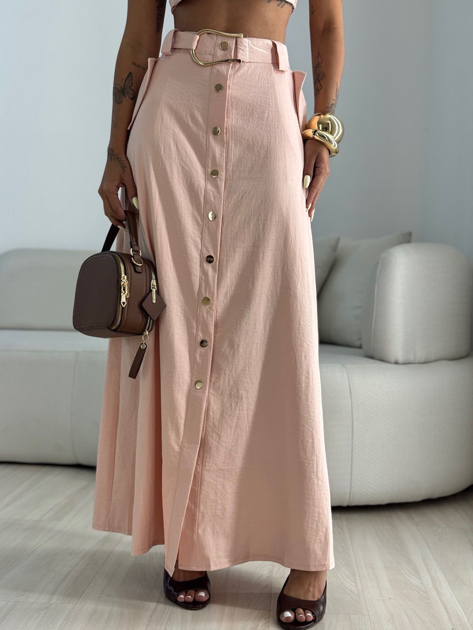 CONJUNTO MAIARA SAIA LONGA ROSA CHÁ