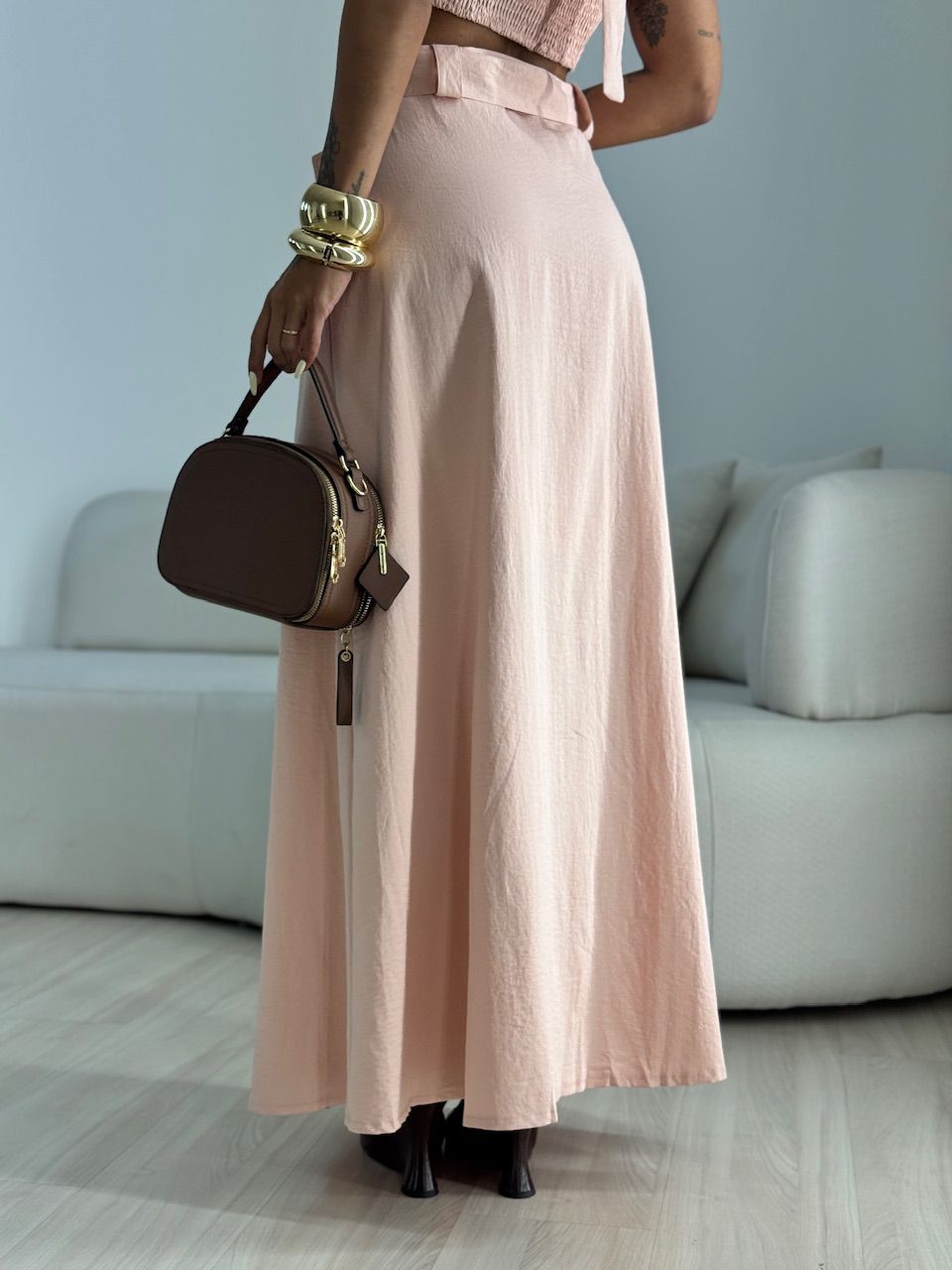 CONJUNTO MAIARA SAIA LONGA ROSA CHÁ