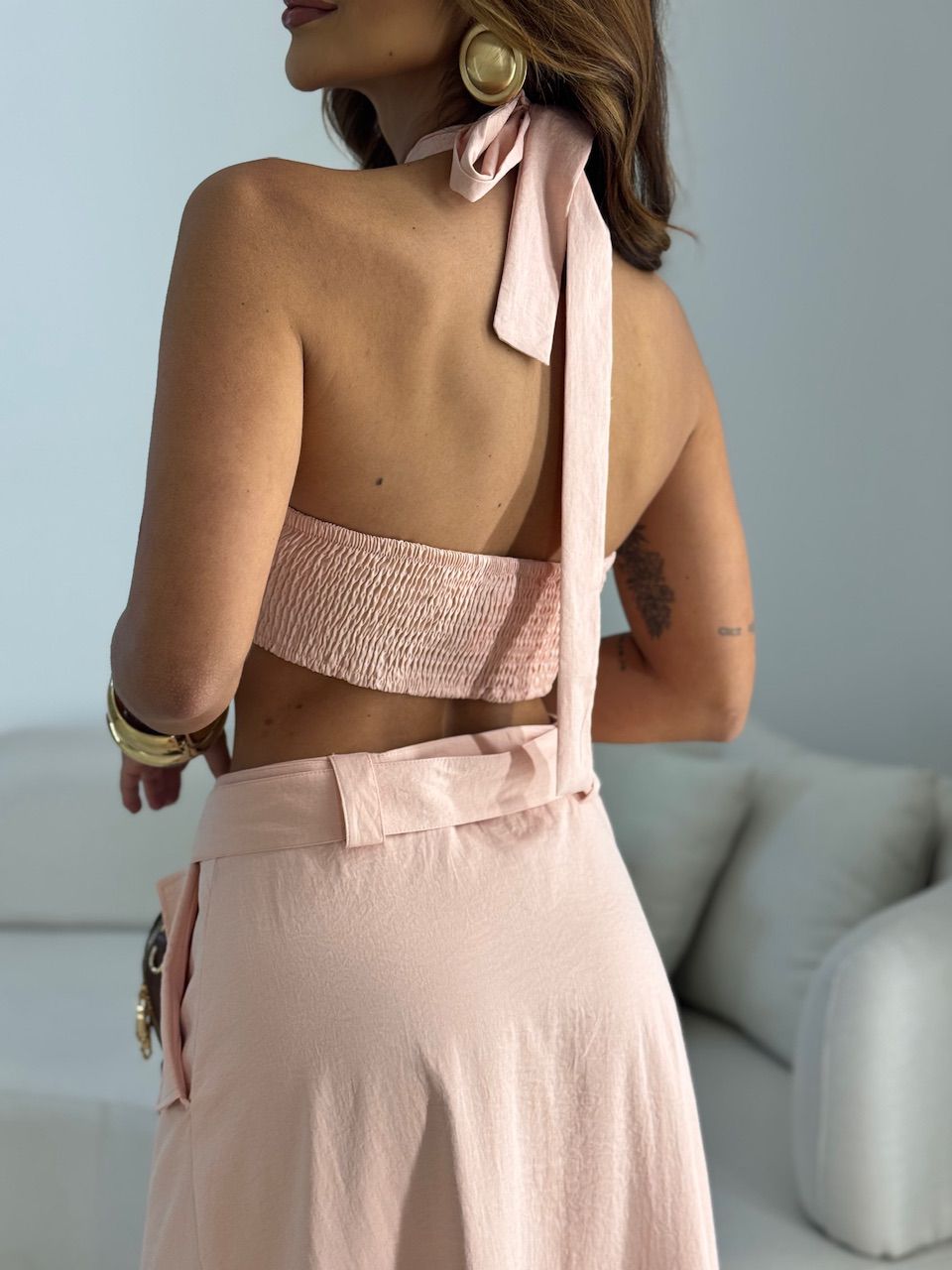CONJUNTO MAIARA SAIA LONGA ROSA CHÁ