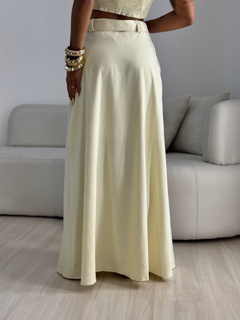 CONJUNTO MAIARA SAIA LONGA YELLOW BUTTER