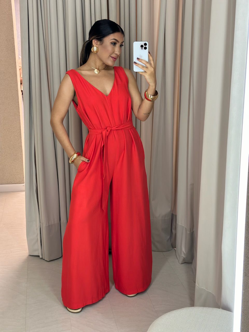 MACACÃO ALICE faixa vermelho - 0058160006 - CAROLLA FERRARO