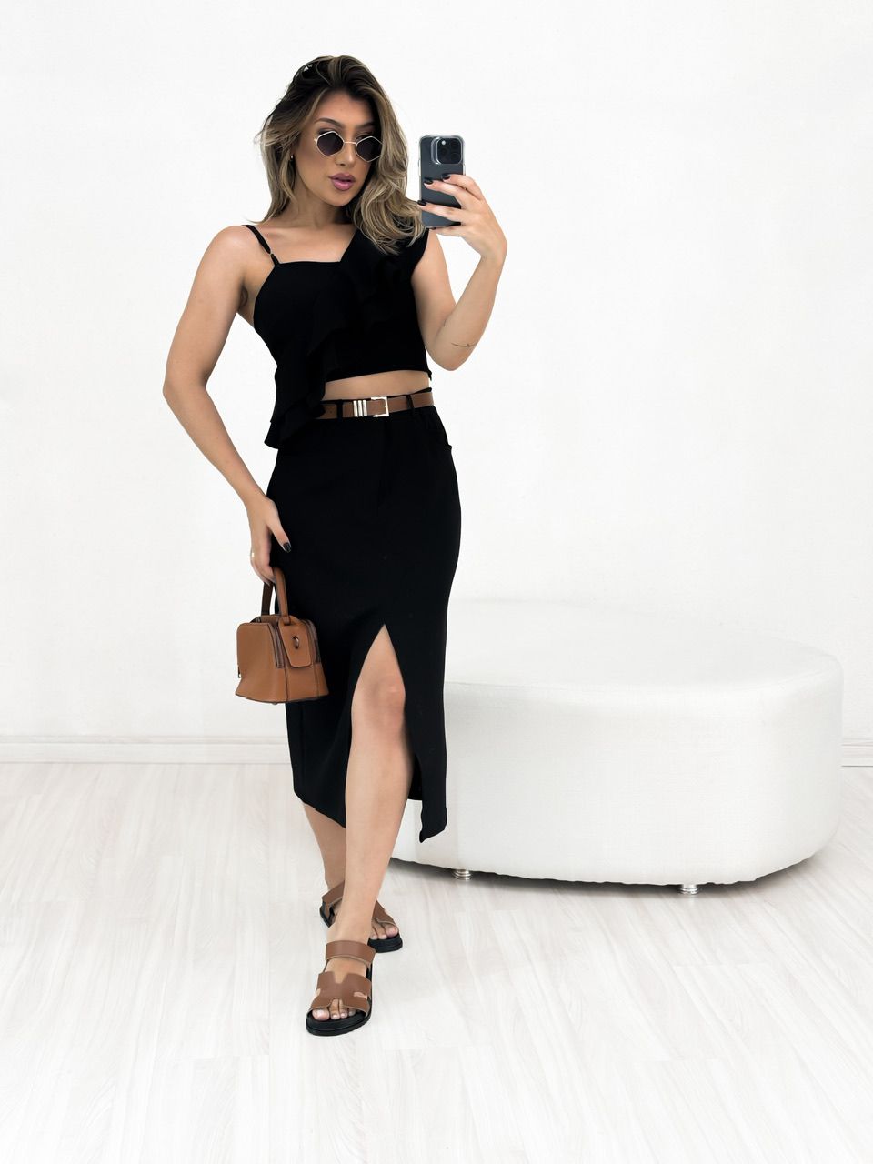 CONJUNTO MANUELA SAIA MIDI PRETO