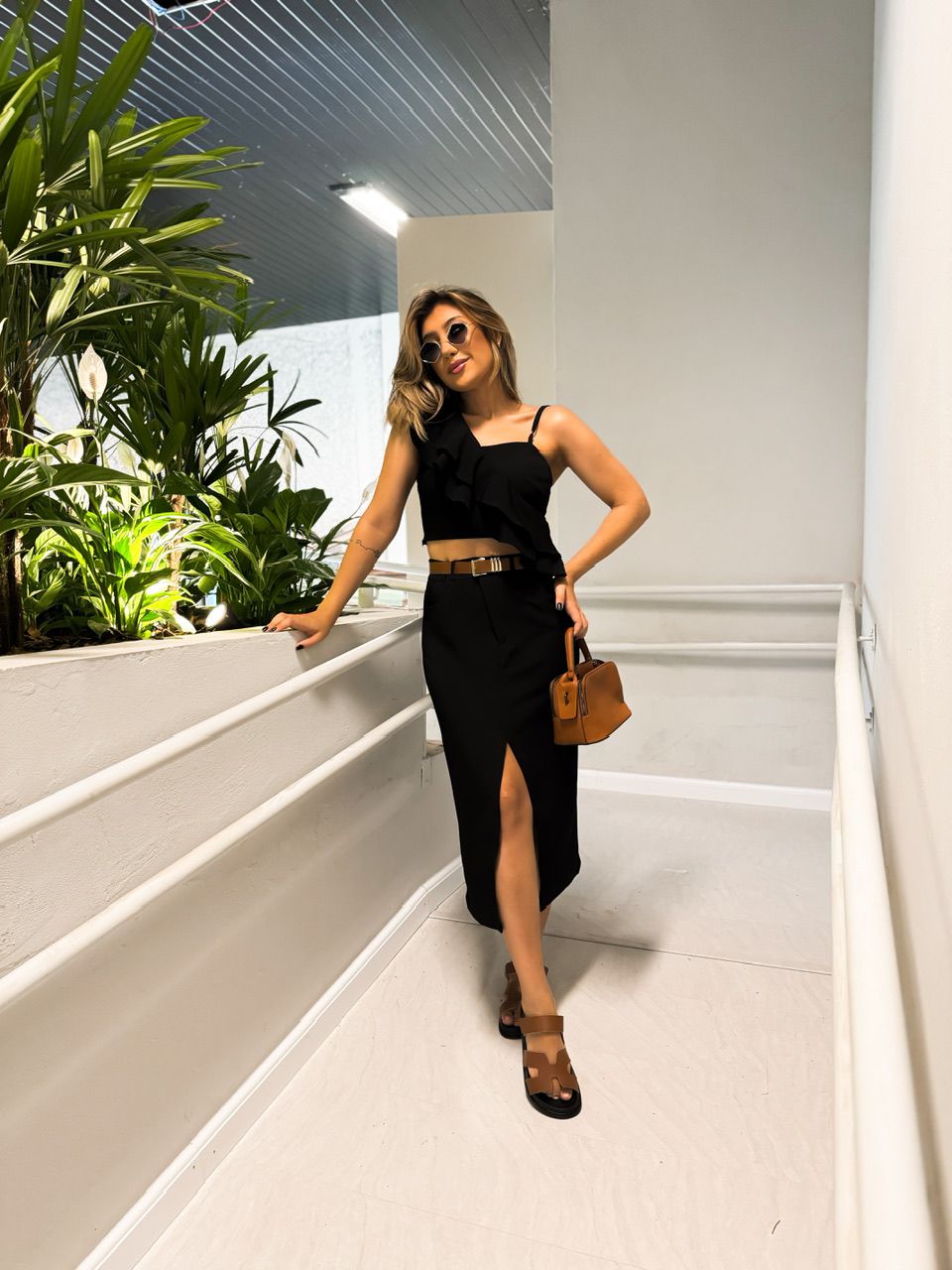 CONJUNTO MANUELA SAIA MIDI PRETO