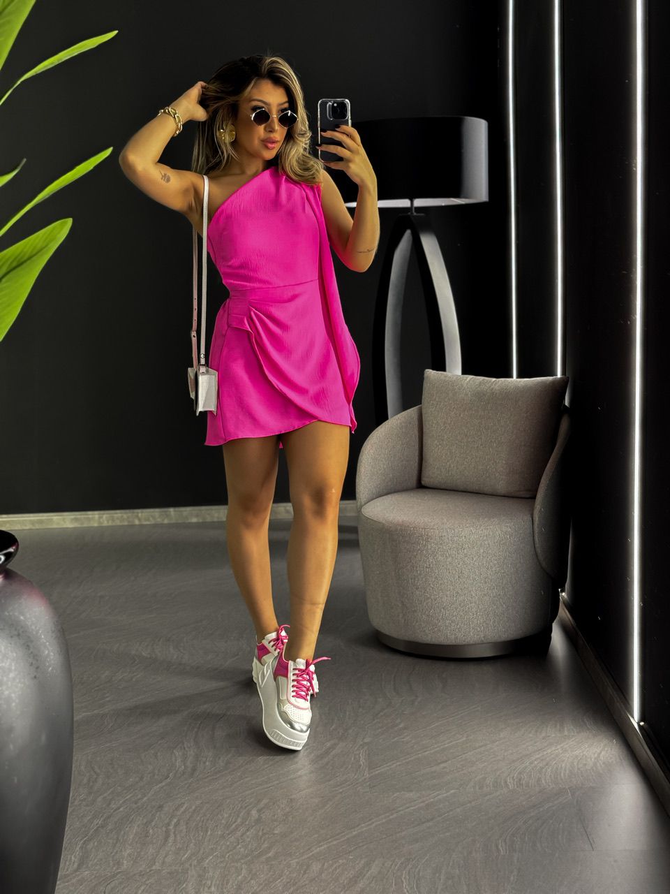 VESTIDO ELIS COSTAS ABERTA ROSA CHICLETE