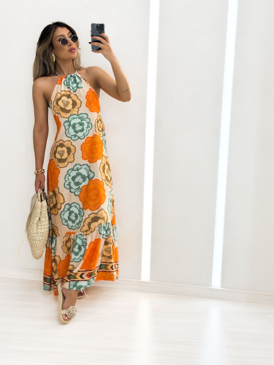 VESTIDO ANA CLARA FLORAL LARANJA