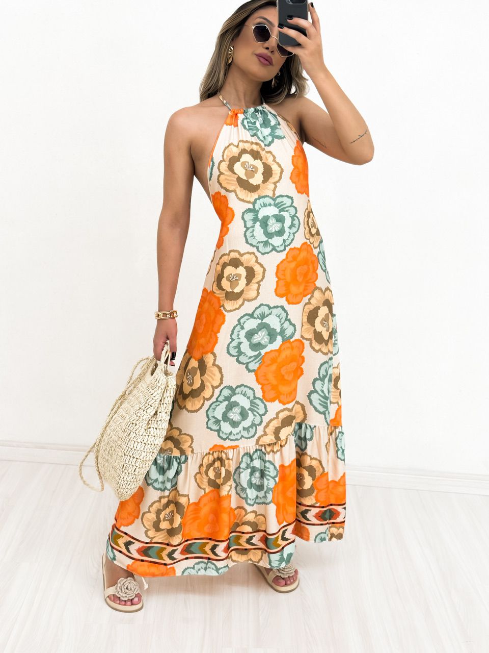 VESTIDO ANA CLARA FLORAL LARANJA