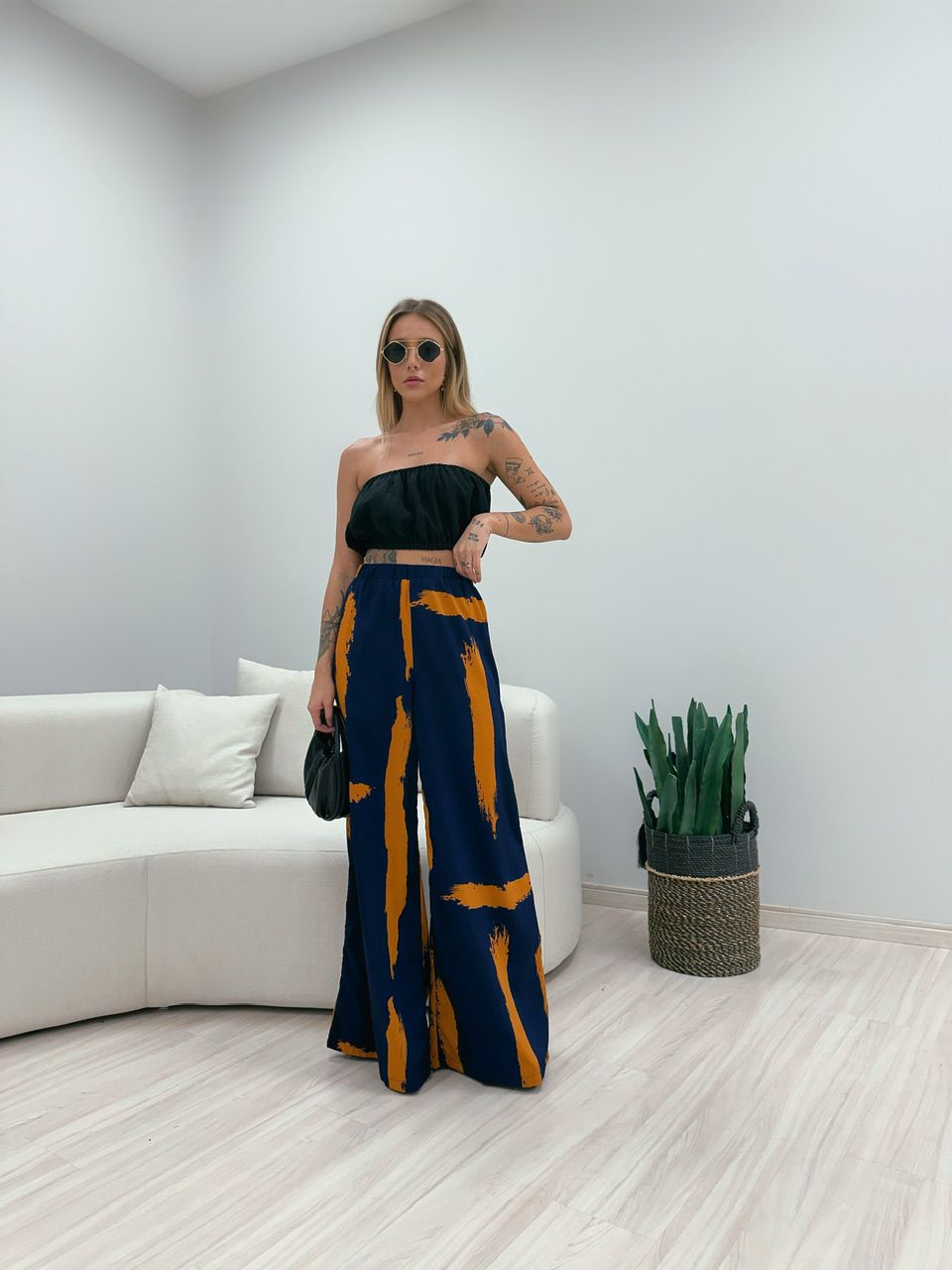 CALÇA MAYA ESTAMPADA AZUL - 0048330109 - CAROLLA FERRARO