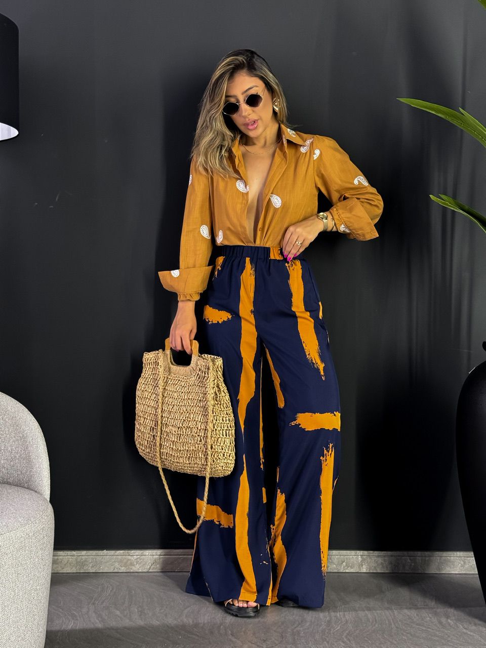 CALÇA MAYA ESTAMPADA AZUL