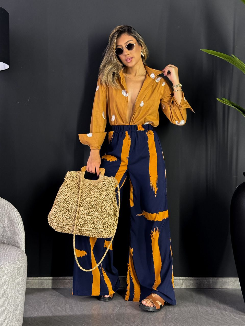 CALÇA MAYA ESTAMPADA AZUL