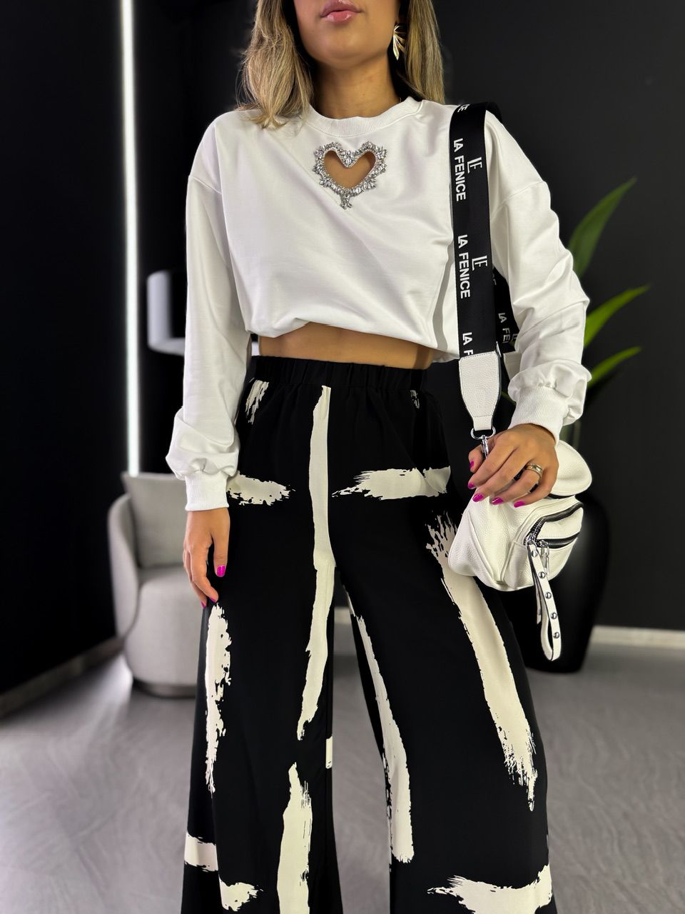 CALÇA MAYA ESTAMPADA PRETA