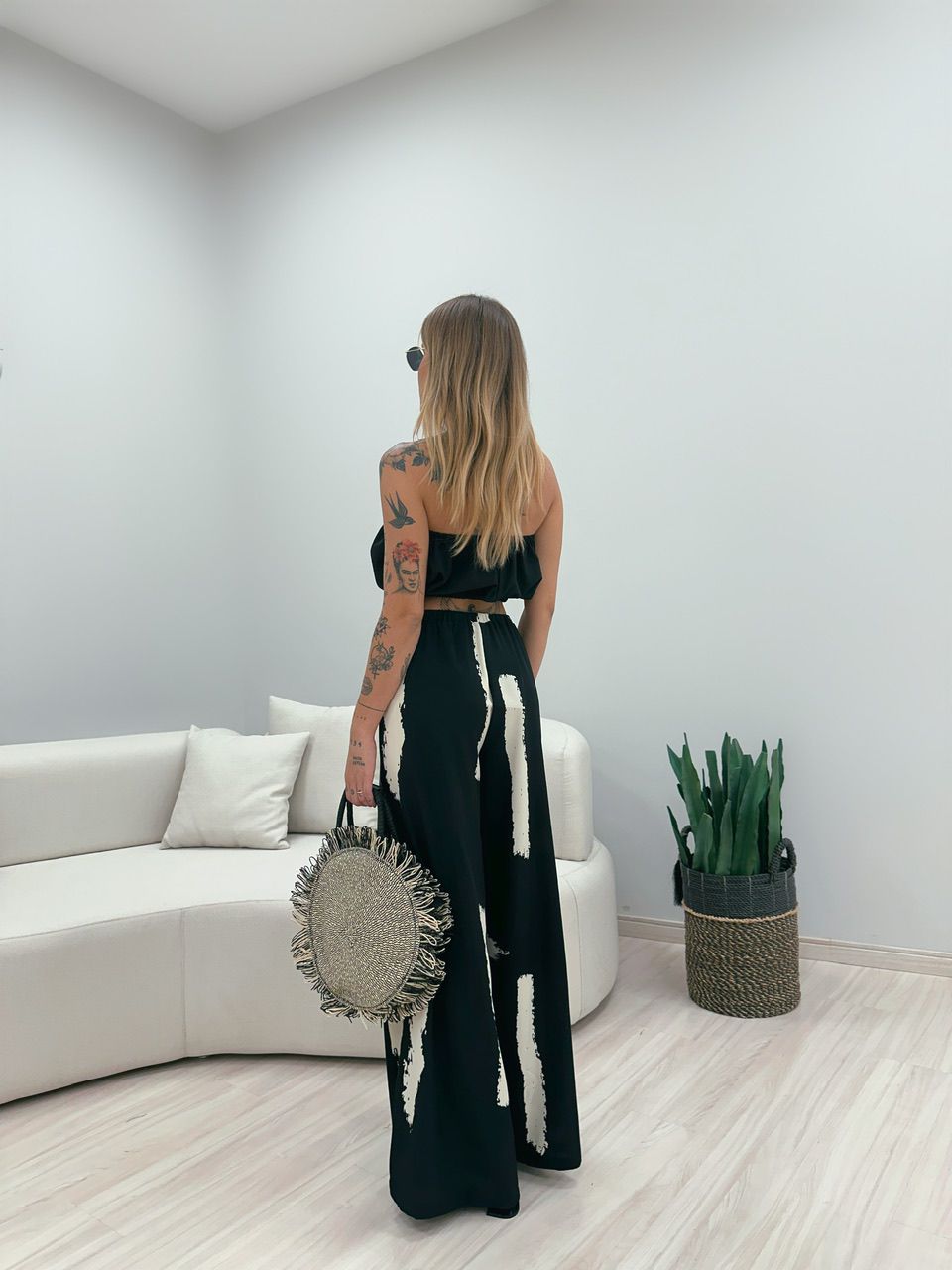 CALÇA MAYA ESTAMPADA PRETA