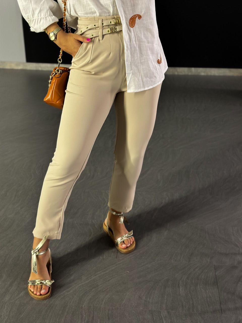 CALÇA YARA SKINNY MARFIM - 0048340056 - CAROLLA FERRARO
