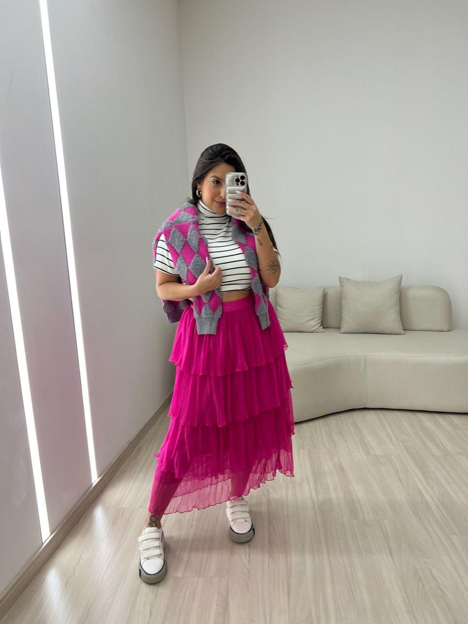 BLUSA LÍVIA CANELADA OFF LISTRADA