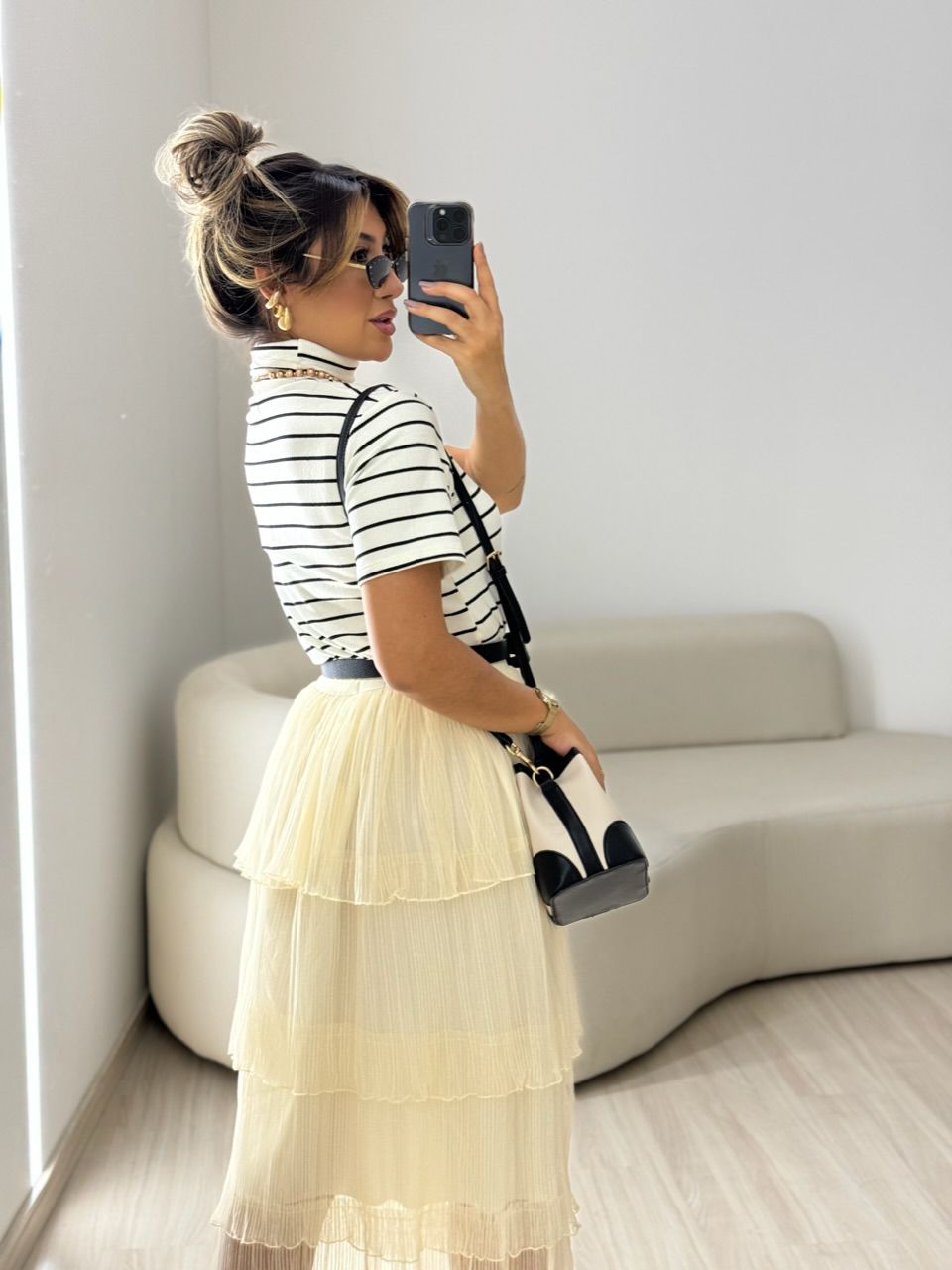 BLUSA LÍVIA CANELADA OFF LISTRADA