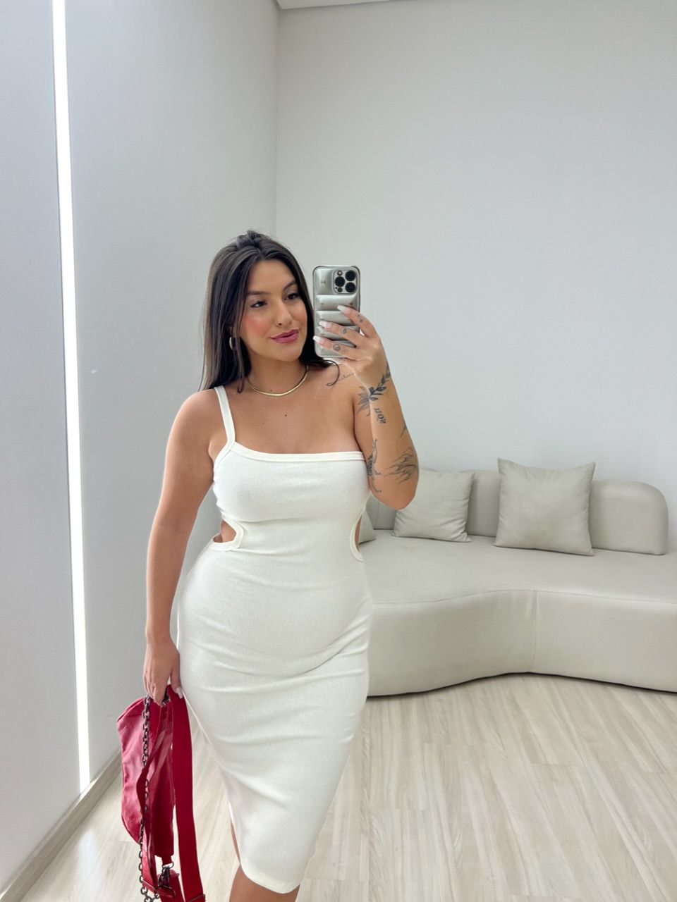 VESTIDO BETINA CANELADO OFF - 0050510048 - CAROLLA FERRARO