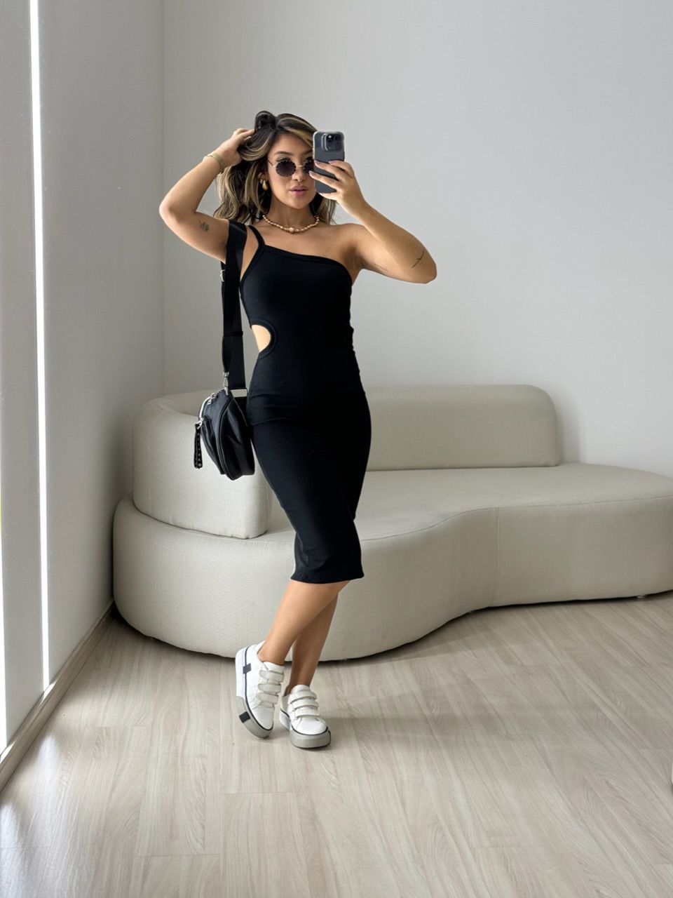 VESTIDO BETINA CANELADO PRETO