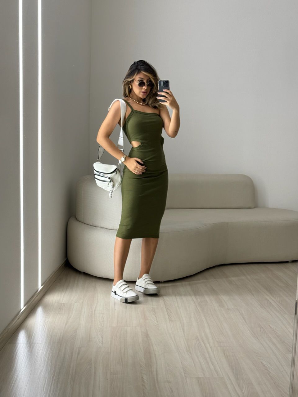VESTIDO BETINA CANELADO VERDE