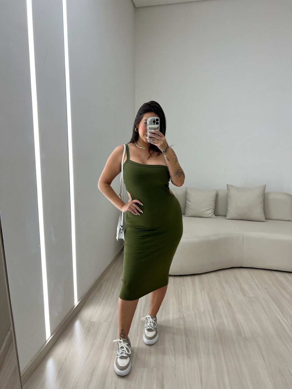 VESTIDO BETINA CANELADO VERDE
