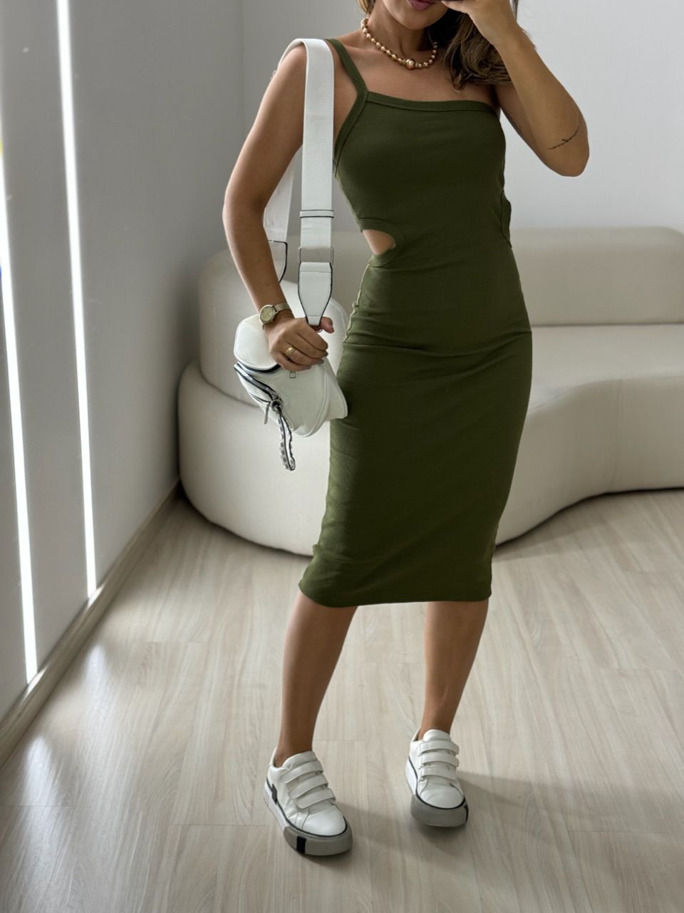 VESTIDO BETINA CANELADO VERDE