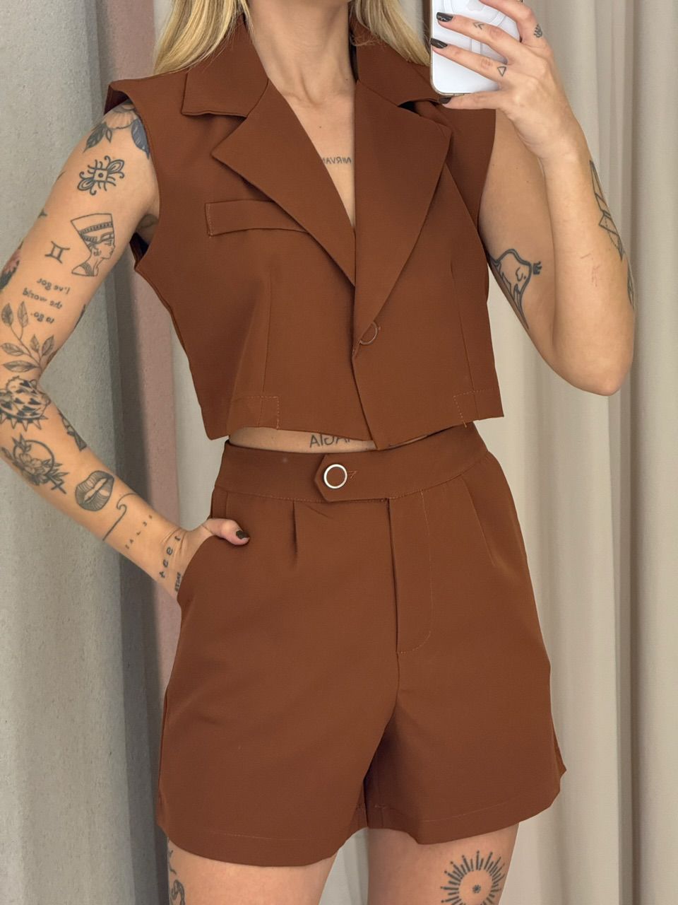 CONJUNTO JOYCE Short Caramelo