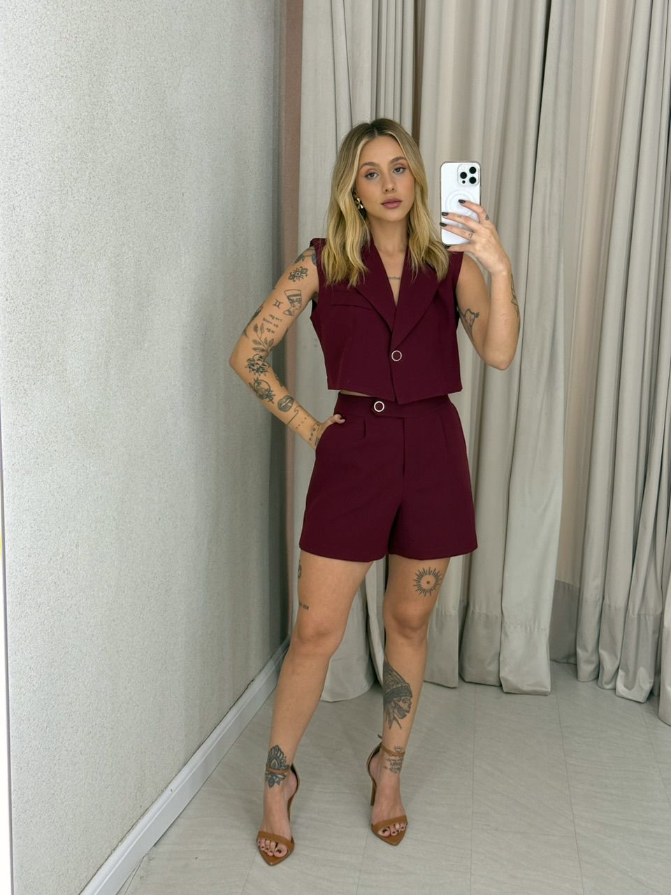 CONJUNTO JOYCE Short VINHO - 0063000168 - CAROLLA FERRARO