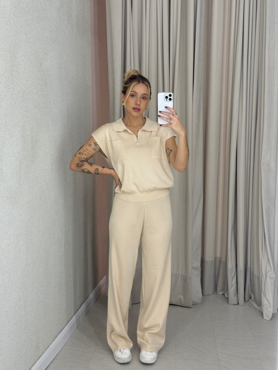 CONJUNTO MARA CALÇA AREIA - 0063010110 - CAROLLA FERRARO