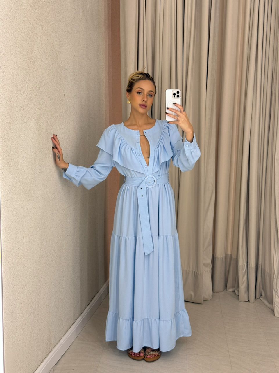 VESTIDO NADIELY BABADO azul