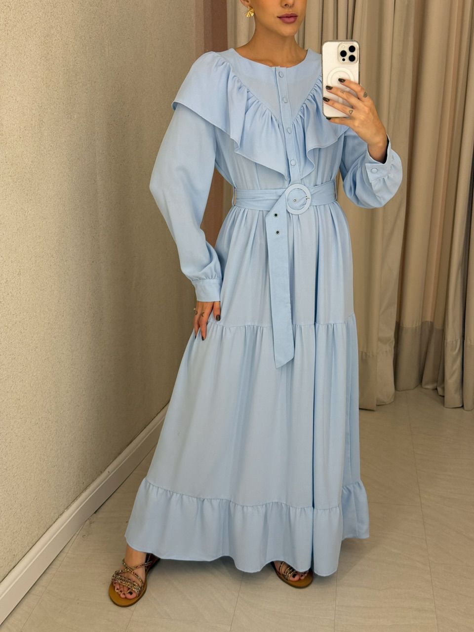 VESTIDO NADIELY BABADO azul