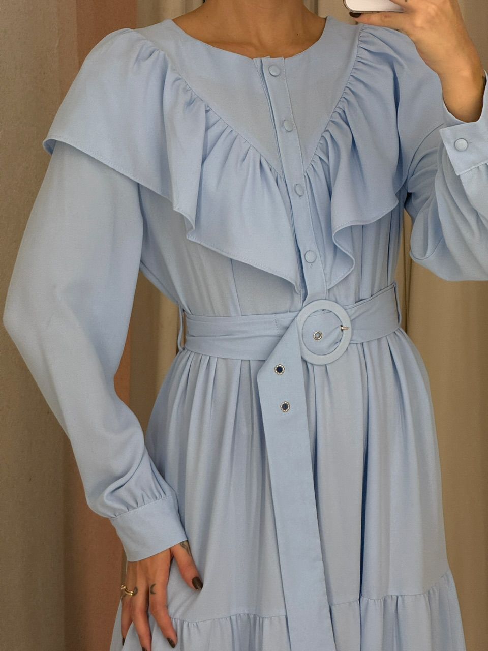 VESTIDO NADIELY BABADO azul