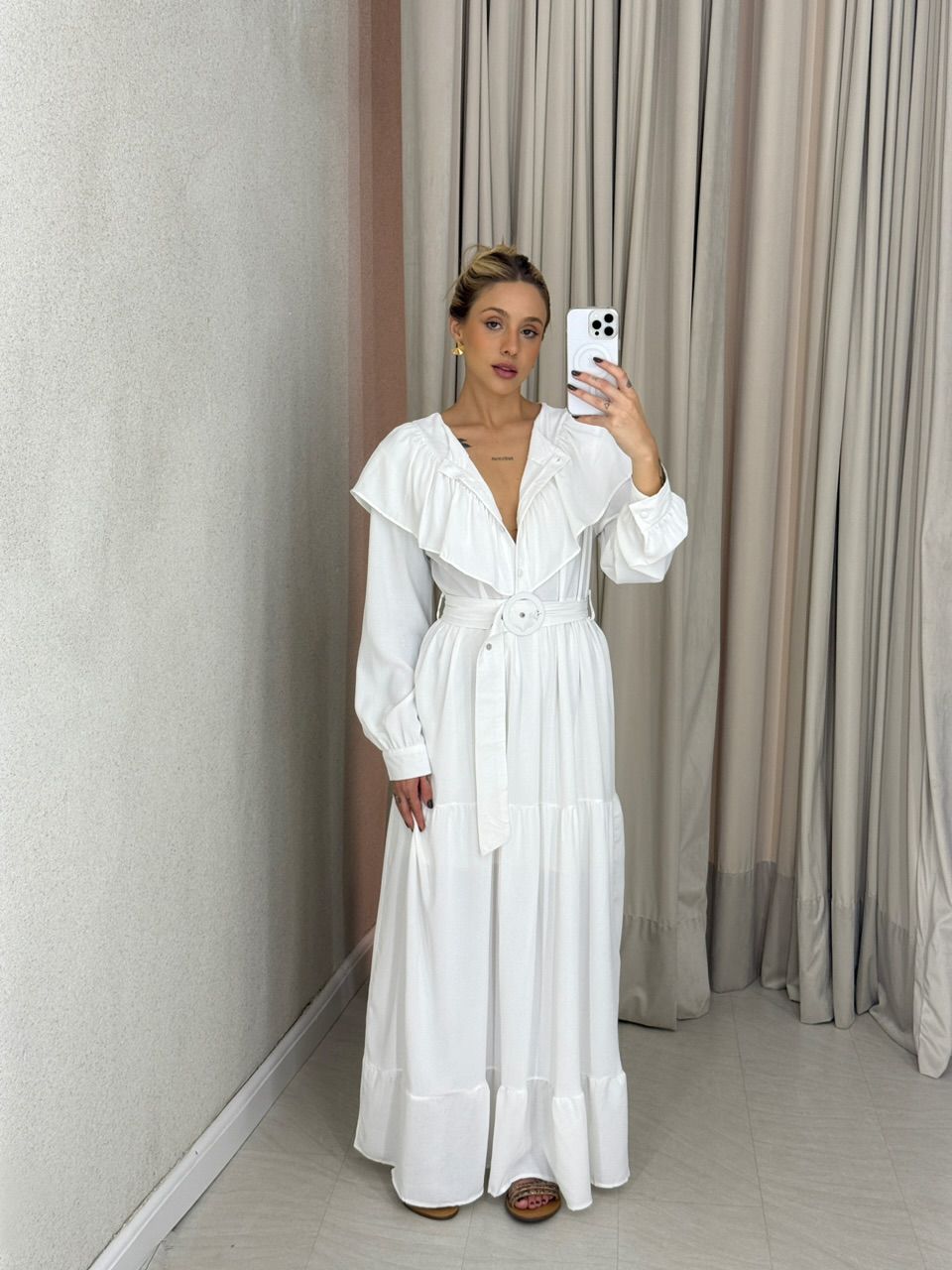 VESTIDO NADIELY BABADO off - 0062980048 - CAROLLA FERRARO