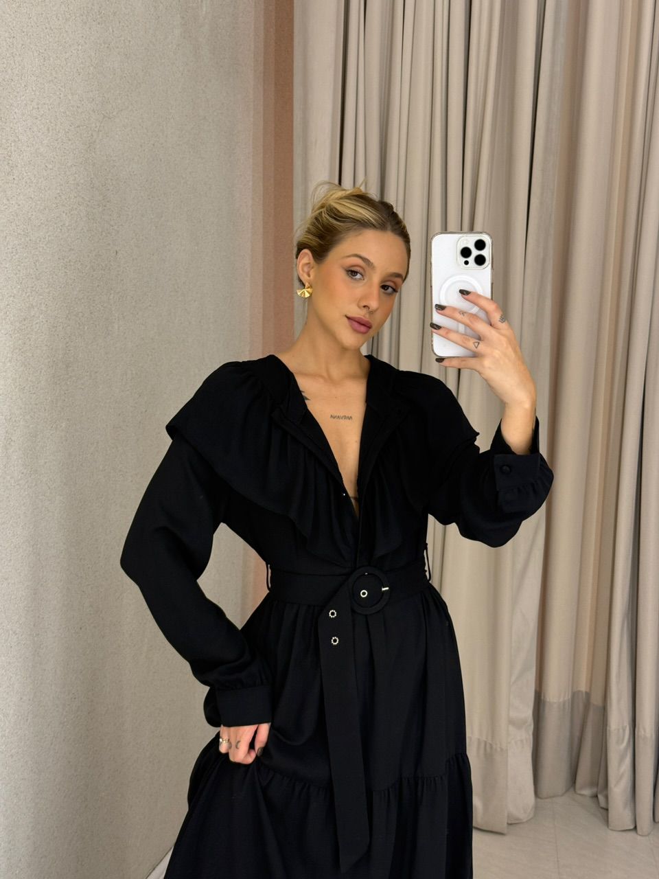 VESTIDO NADIELY BABADO preto